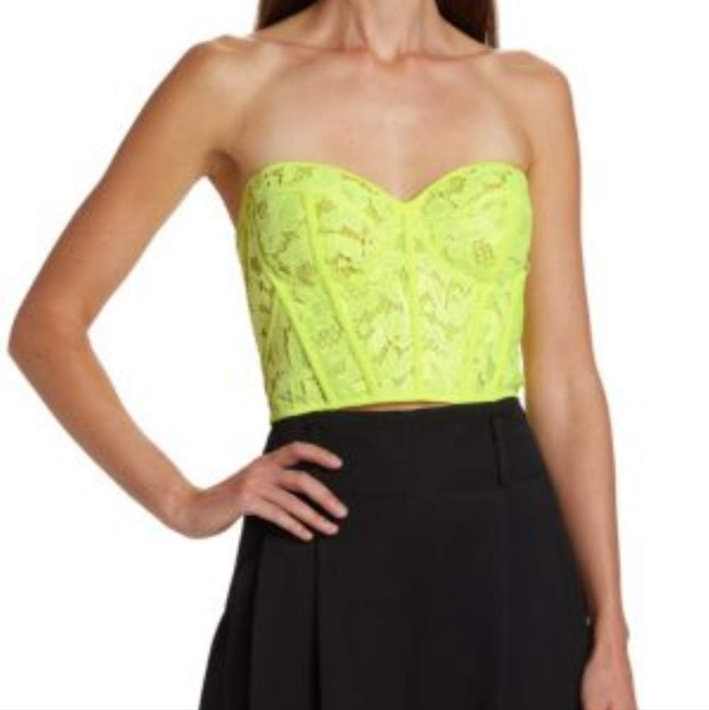 Nwot SOMETHING NEW lime Green Bustier Top Corset Lace Tube XL Mc Queen Y2k New - Picture 1 of 10